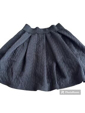 Xhileration Pleated Black Mini Skirt Elastic Waistband Size M Quilted
